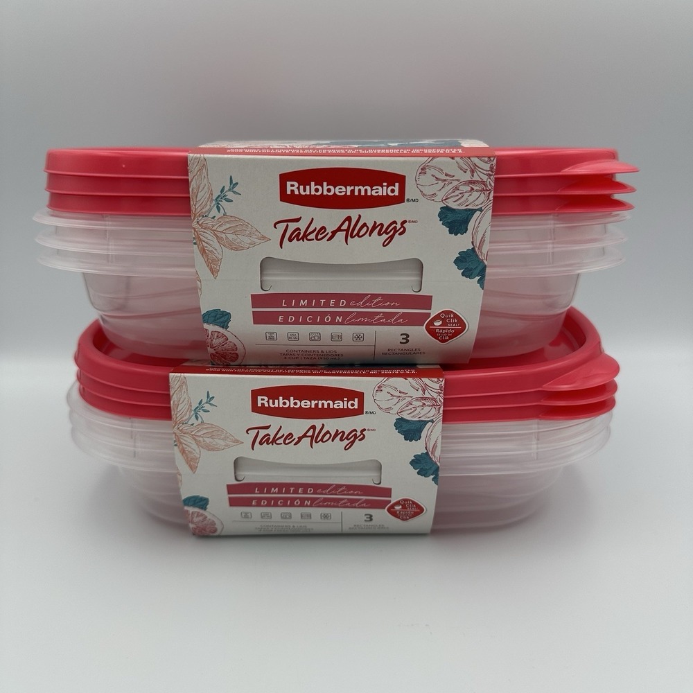 Rubbermaid Take Alongs Limited Edition Pink Lids 4 Cup Storage Container Set X 2